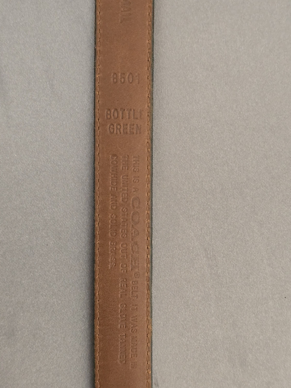 COACH Women’s Bottle Green Leather Belt with Gold Buckle - Picture 6 of 8